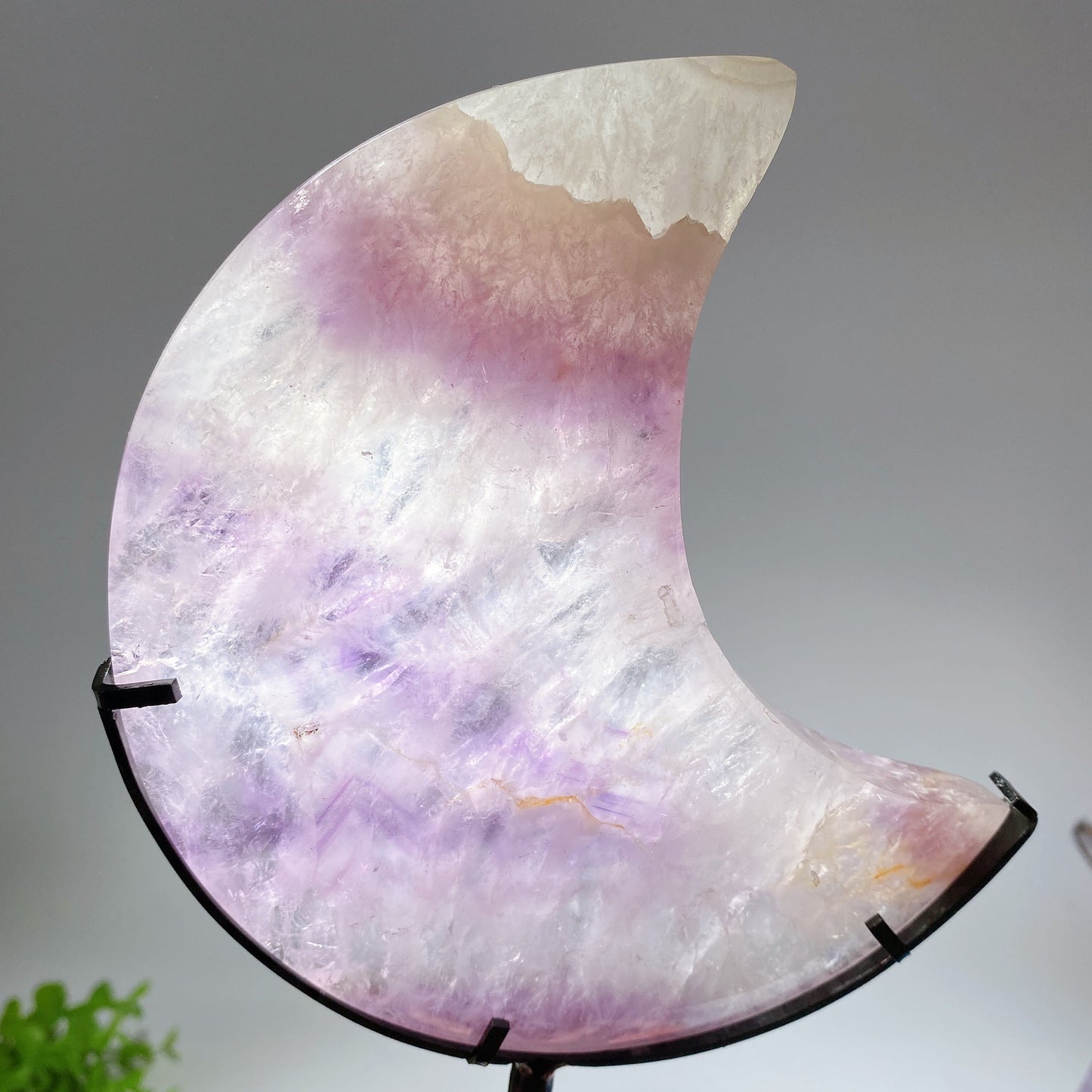 Amethyst Heart Moon Carving with Stand Crystal Healing Bulk Wholesale