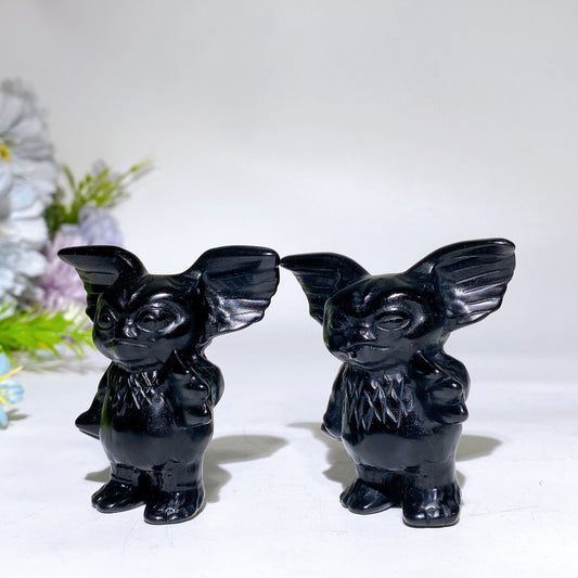 2.4" Black Obsidian Gizmo Carving Crystal Healing Bulk Wholesale