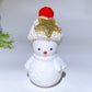 2.2" White Jade Snowman Carving with Beanie Crystal Healing Bulk Wholesale