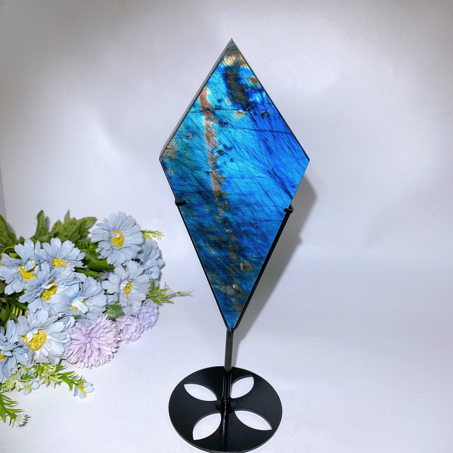 26cm Large Unique Labradorite Rhombus Carving with Stand Crystal Healing Bulk Wholesale
