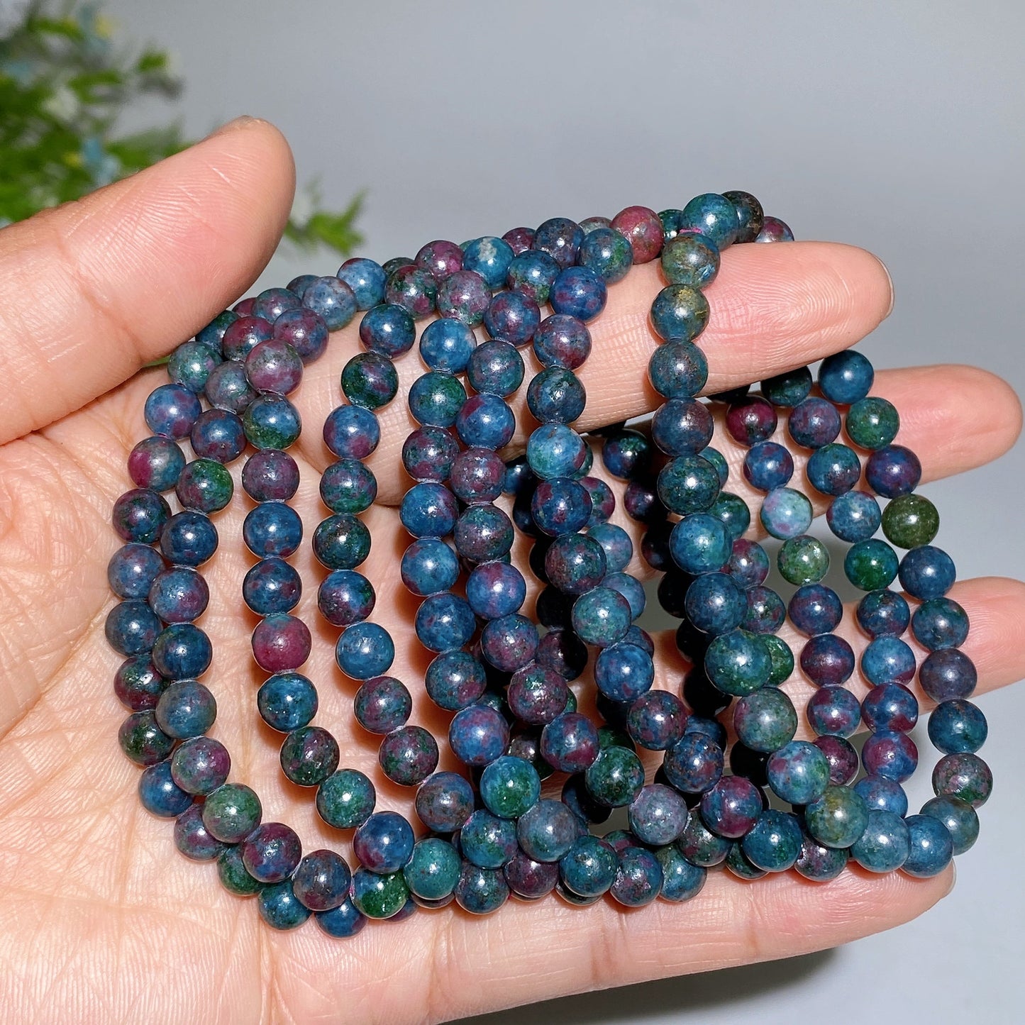 6mm Ruby In Kyanite UV Reactive Bracelet Crystal Healing Bulk Wholesale