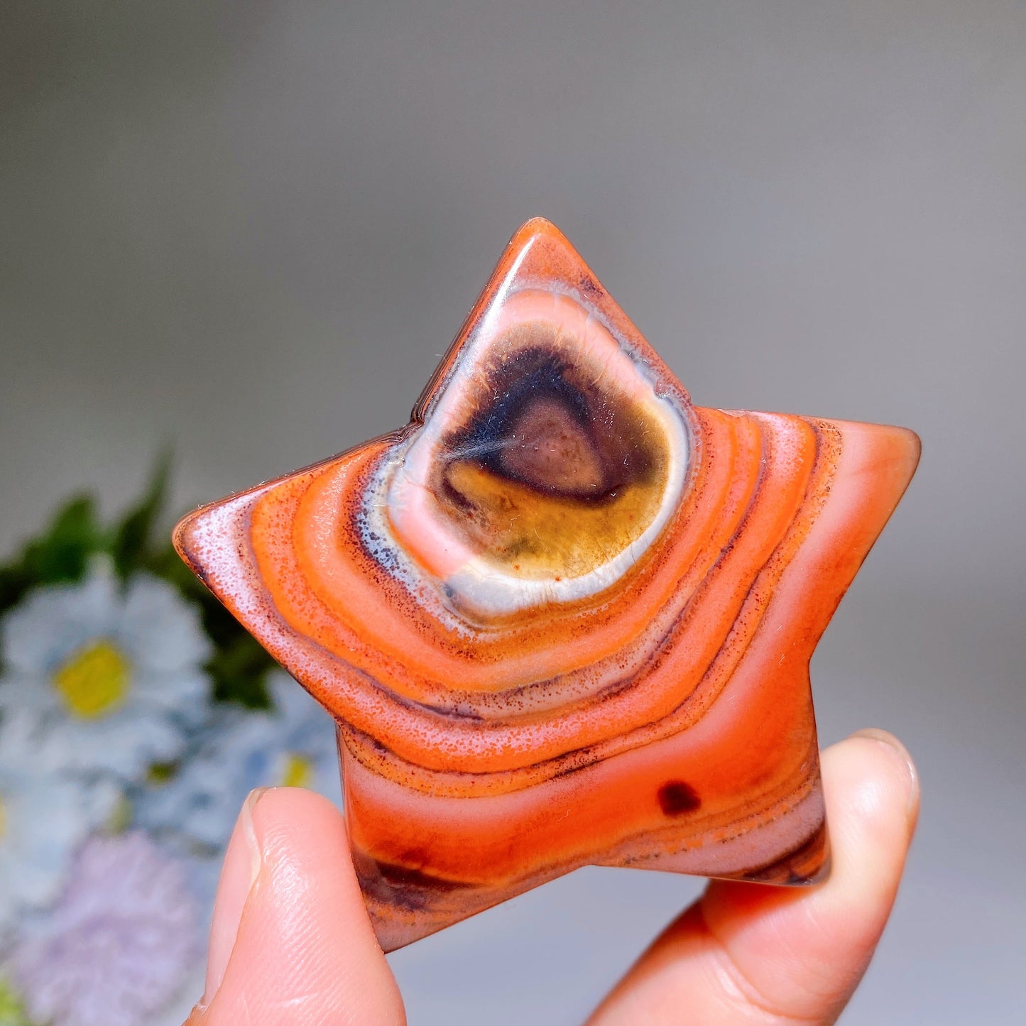 1.8"-2.3" Sardonyx Palm Heart Star Moon Carving Crystal Healing Bulk Wholesale
