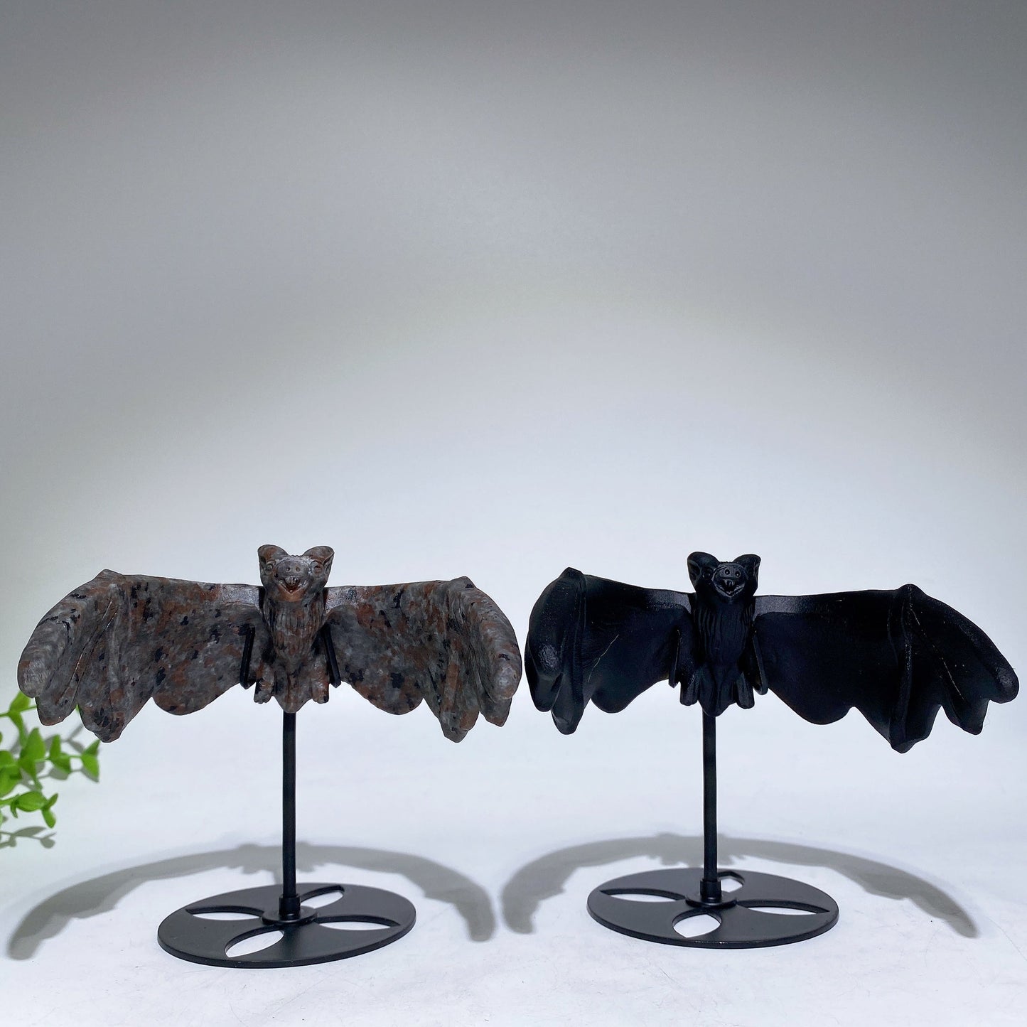 Black Obsidian Yooperlite Flying Bat Carving with Stand Crystal Healing Bulk Wholeale