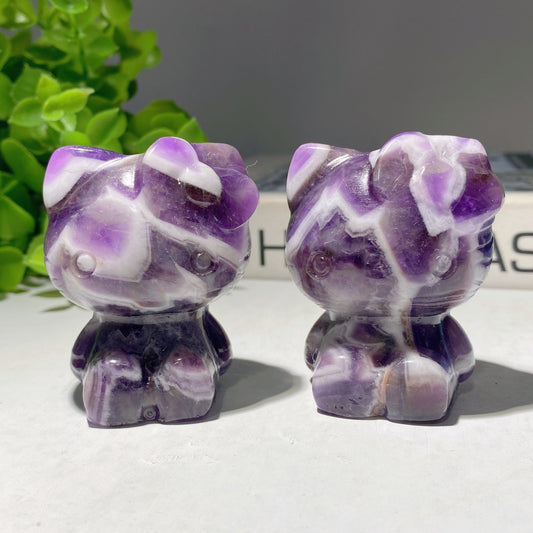 2.25" Dream Amethyst Hello Kitty Carvings Bulk Wholesale