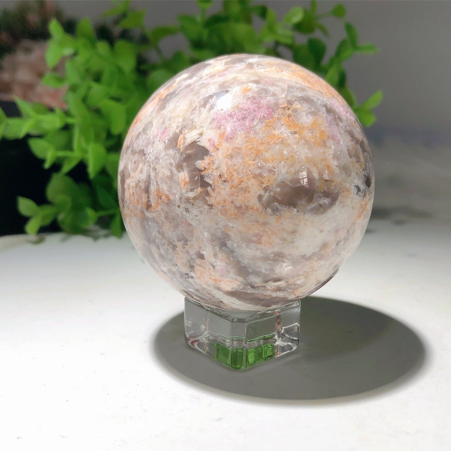 2.0"-4.5" Pink Tourmaline In Mica Smoky Quartz Sphere Bulk Wholesale