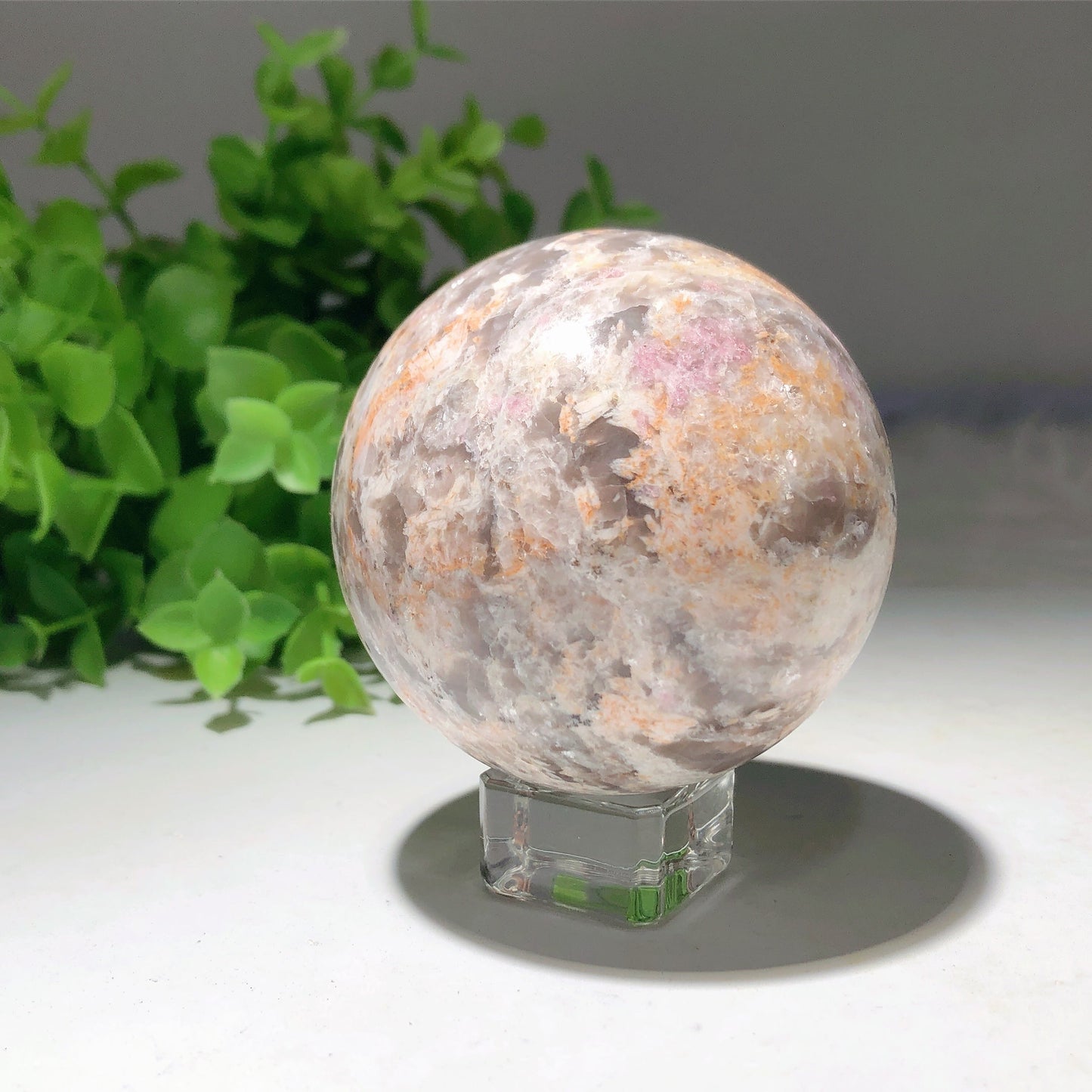 2.0"-4.5" Pink Tourmaline In Mica Smoky Quartz Sphere Bulk Wholesale