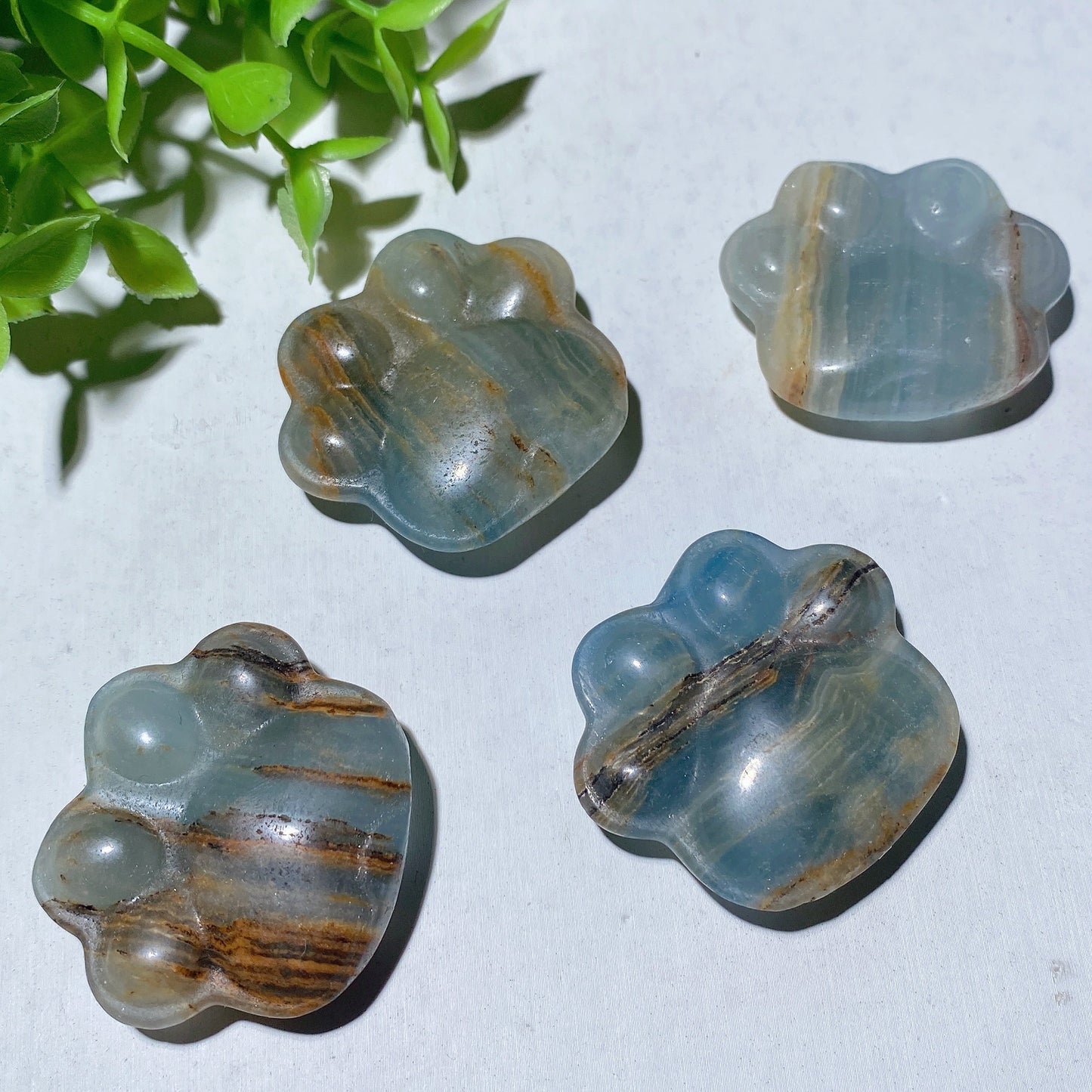 1.5" Blue Onyx Paw Crystal Carvings Bulk Wholesale