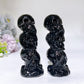 4.1" Black Obsidian Three-no Skulls Carving Crystal Healing Bulk Wholesale