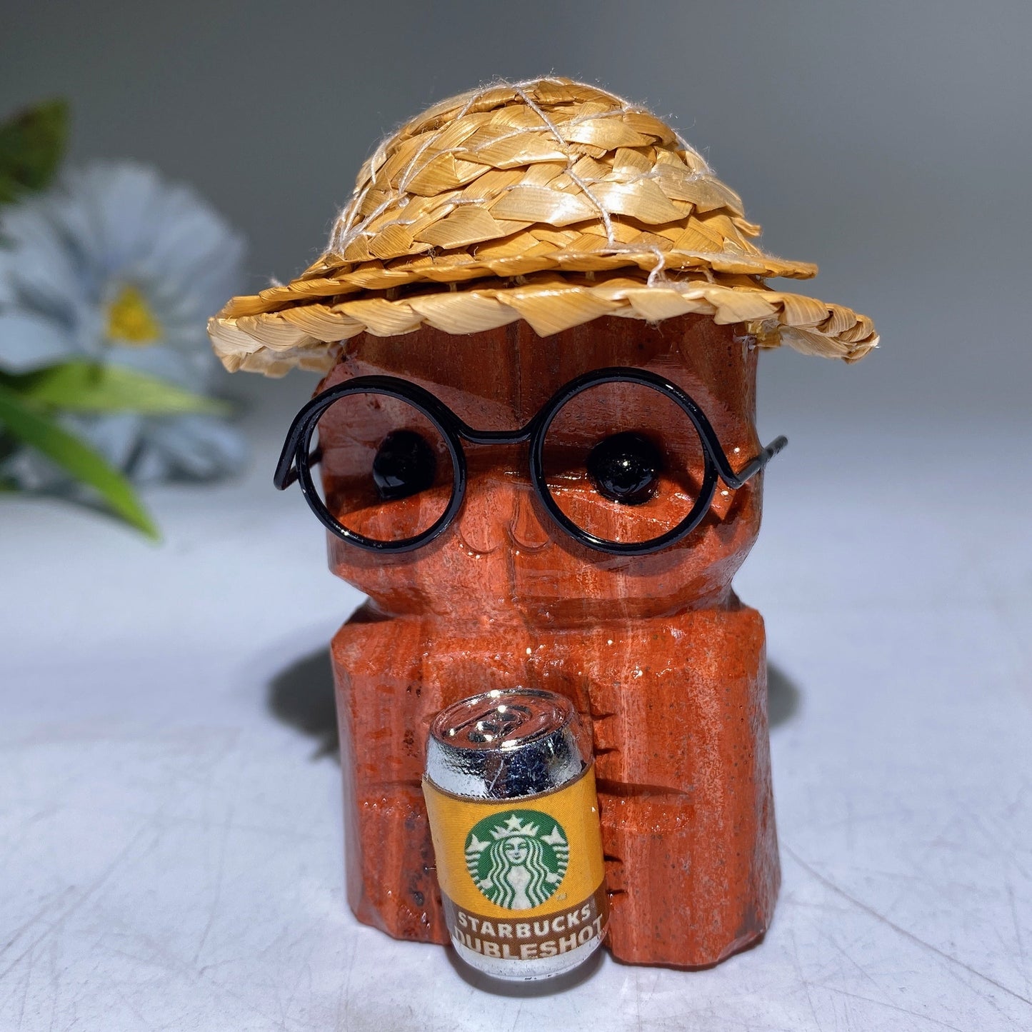 Raw Crystal Child Carving with Straw Hat Crystal Healing Bulk Wholesale