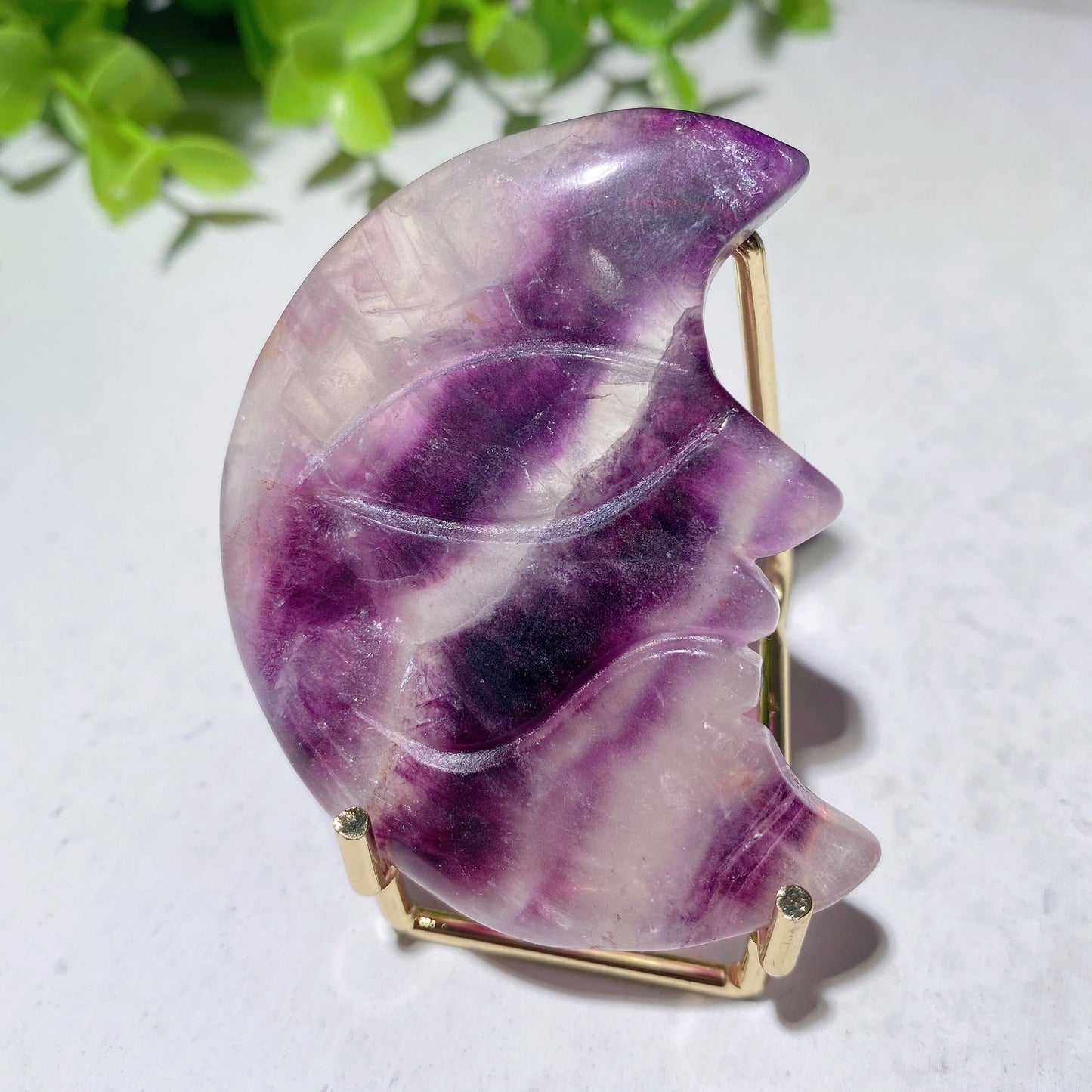 2.3"-3.0" Fluorite Moon Face Carvings Bulk Wholesale