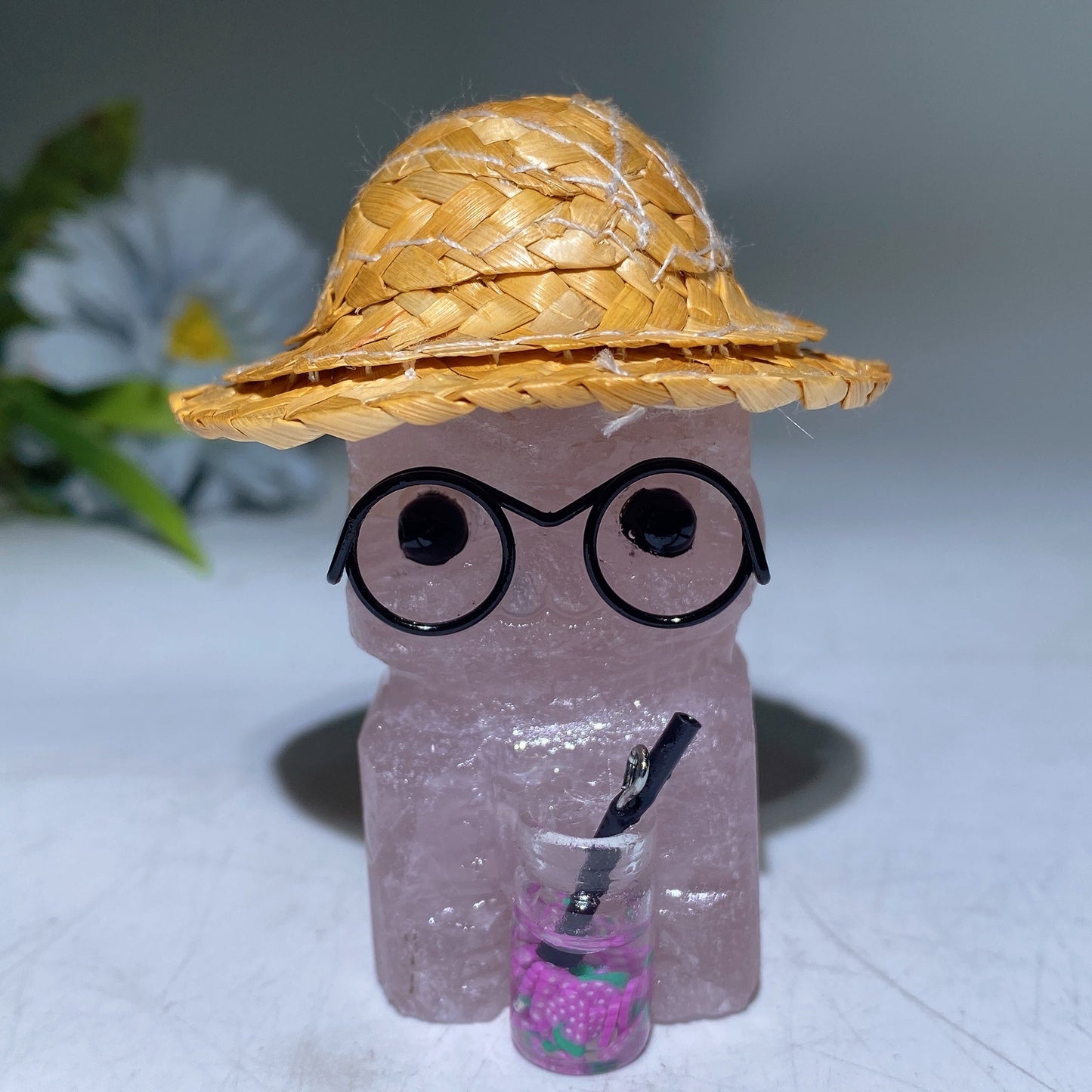 Raw Crystal Child Carving with Straw Hat Crystal Healing Bulk Wholesale