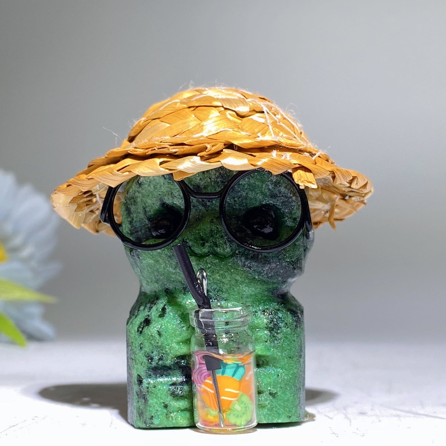 Raw Crystal Child Carving with Straw Hat Crystal Healing Bulk Wholesale