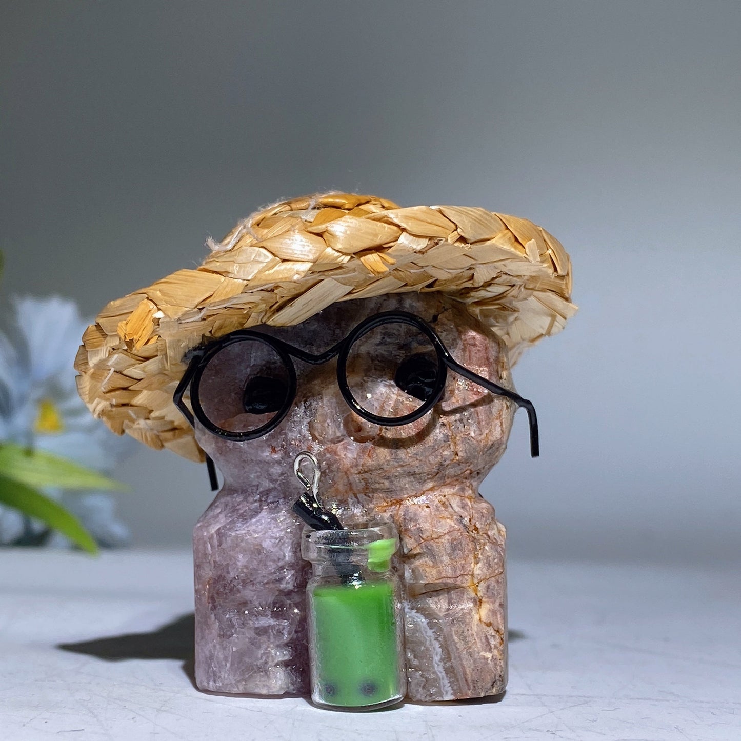 Raw Crystal Child Carving with Straw Hat Crystal Healing Bulk Wholesale