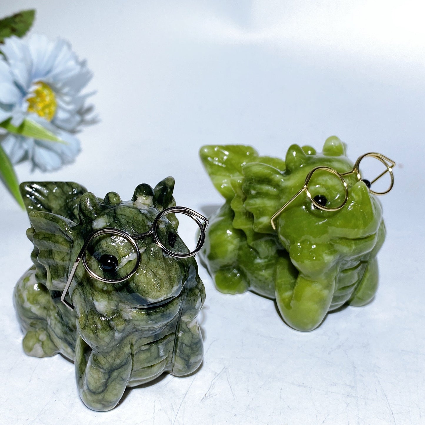 3.0" Serpentine Baby Dragon Carving with Eyeglass Crystal Healing Bulk Wholesale