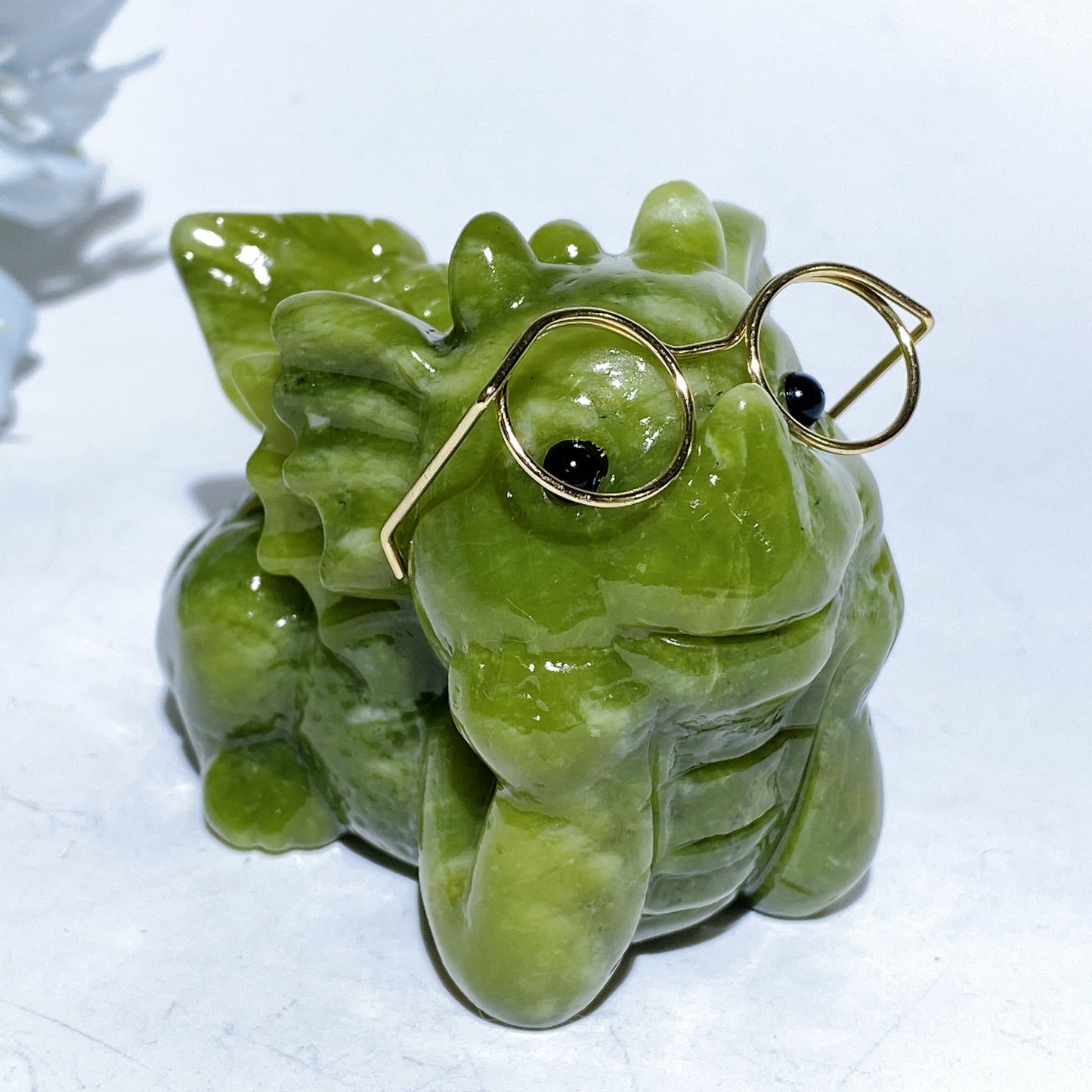 3.0" Serpentine Baby Dragon Carving with Eyeglass Crystal Healing Bulk Wholesale