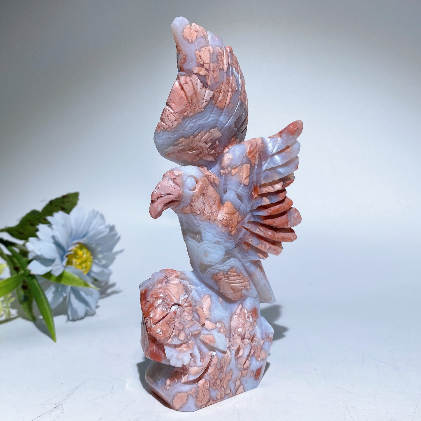 6.0" Cotton Candy Agate Eagle Carving Crystal Healing Bulk Wholesale