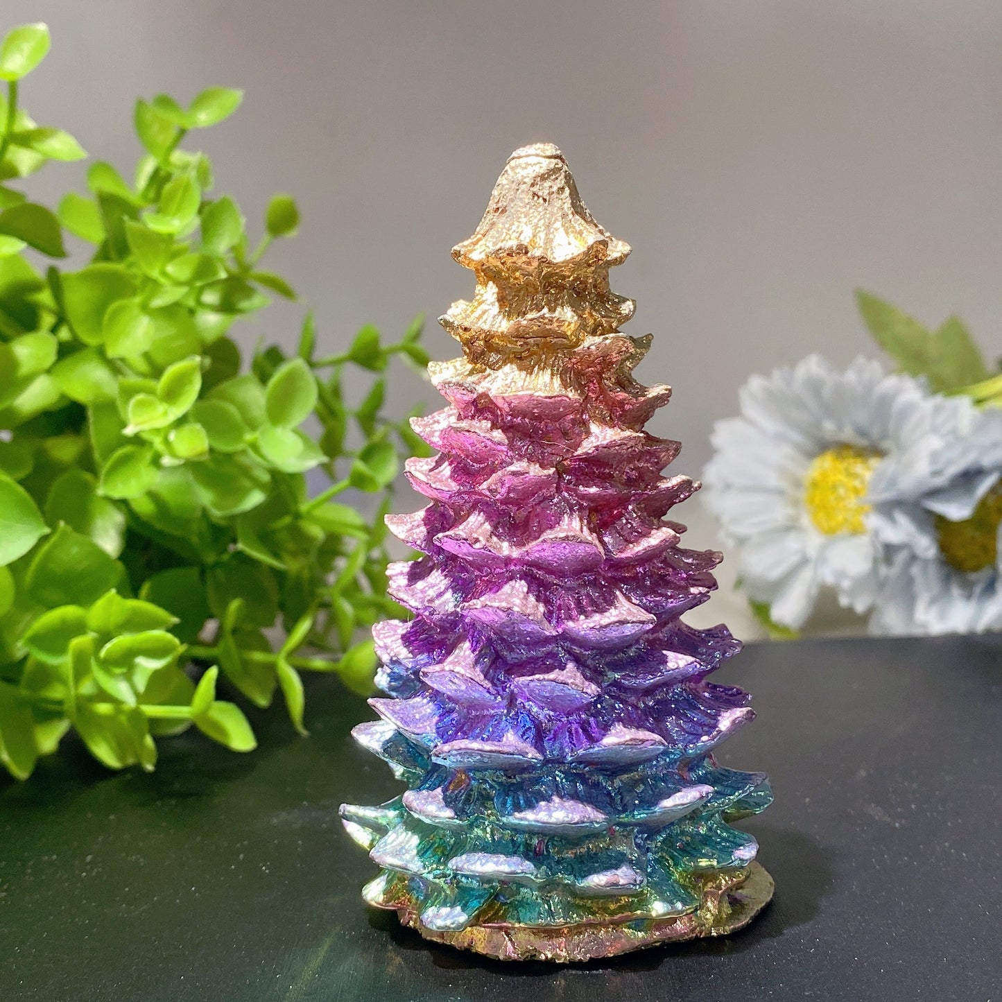 3.8" Bismuth Christmas Tree Carvings Bulk Wholesale