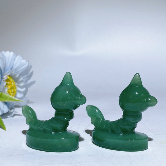 2.0" Green Aventurine Pokemon Caterpie Carving Crystal Healing Bulk Wholesale