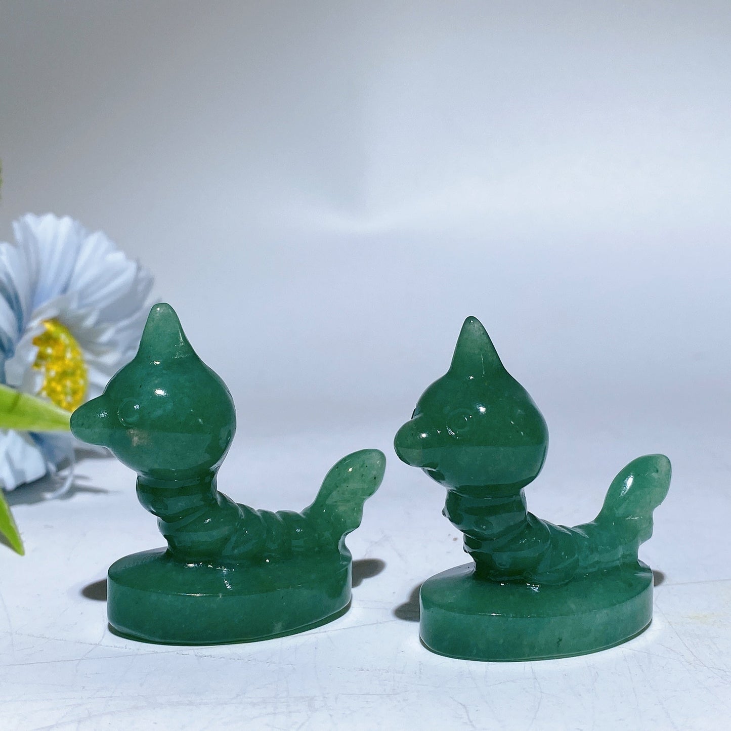 2.0" Green Aventurine Pokemon Caterpie Carving Crystal Healing Bulk Wholesale