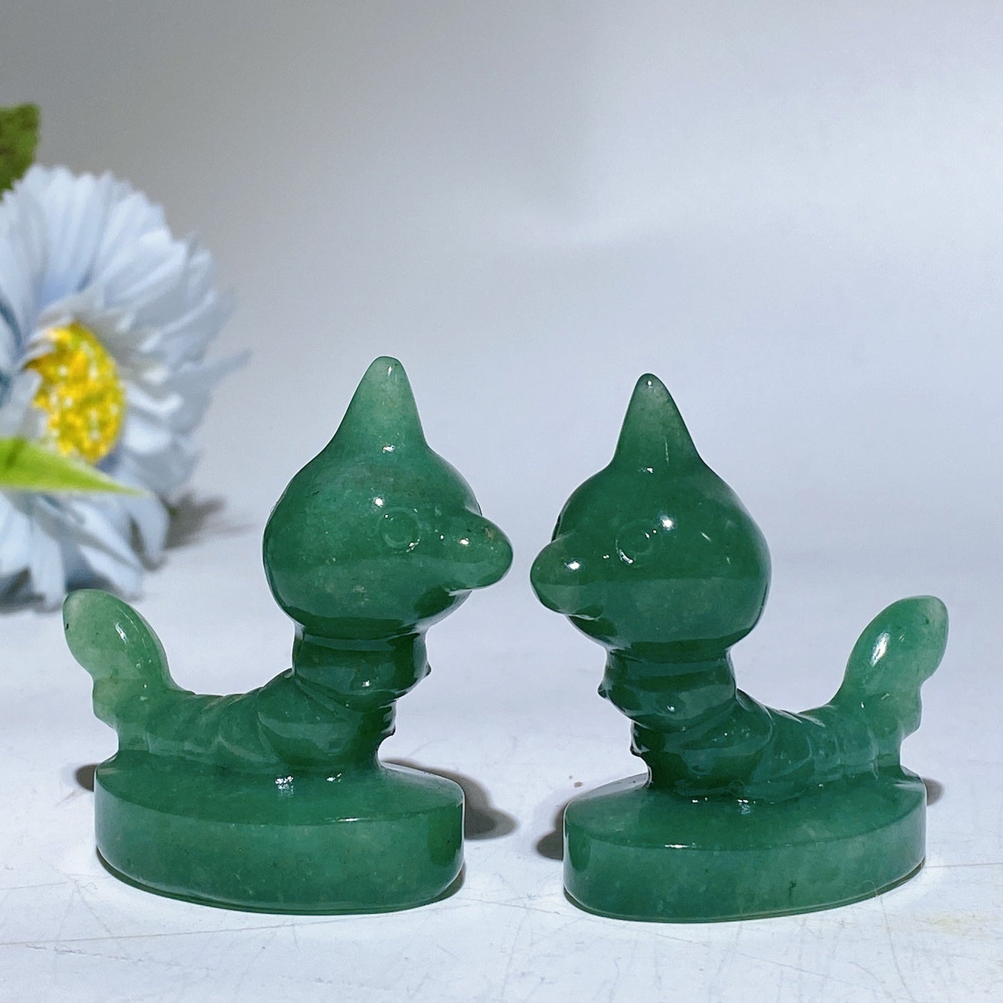 2.0" Green Aventurine Pokemon Caterpie Carving Crystal Healing Bulk Wholesale