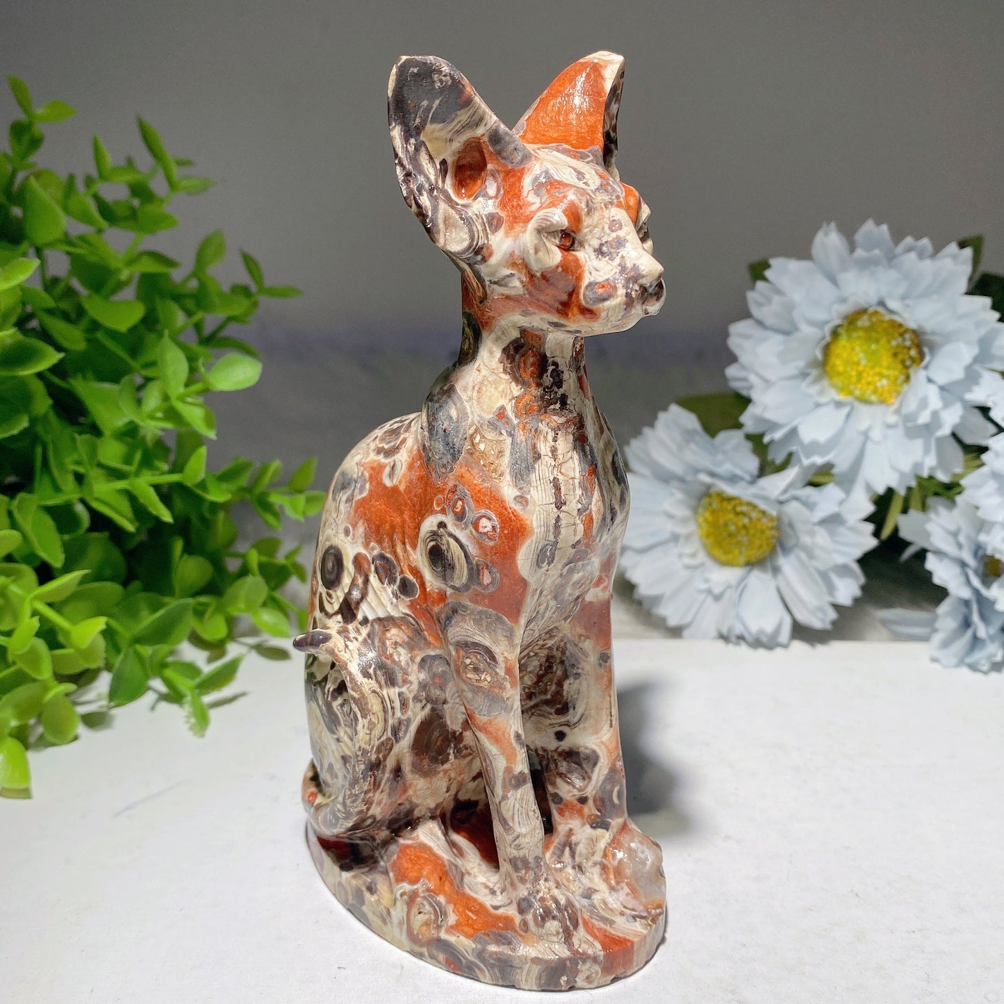 5.9" Mixed Crystal Cat Carvings Bulk Wholesale