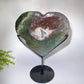Large Unique Ocean Jasper Druzy Quartz Skull Heart Carving with Stand Crystal Healing Bulk Wholesale