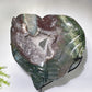 Large Unique Ocean Jasper Druzy Quartz Skull Heart Carving with Stand Crystal Healing Bulk Wholesale
