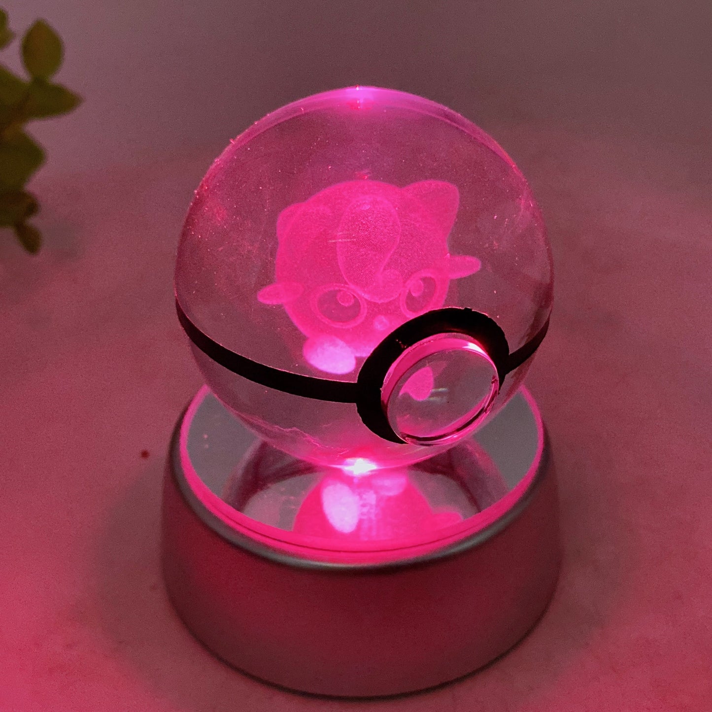 3D Inner Carving Crystal Pokemon Glass Sphere with Colorful Lamp Stand Crystal Healing Bulk Wholesale
