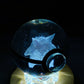 3D Inner Carving Crystal Pokemon Glass Sphere with Colorful Lamp Stand Crystal Healing Bulk Wholesale