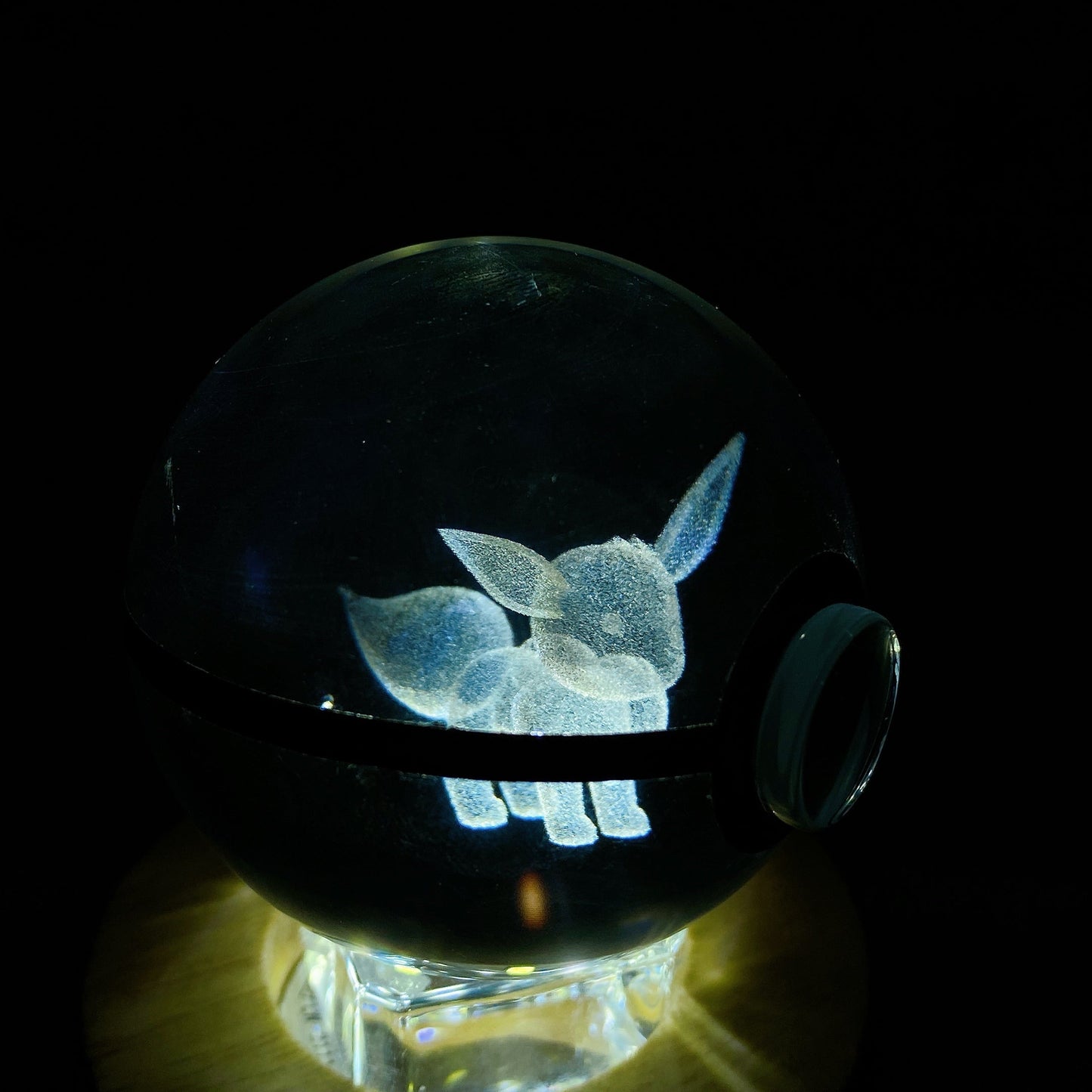 3D Inner Carving Crystal Pokemon Glass Sphere with Colorful Lamp Stand Crystal Healing Bulk Wholesale