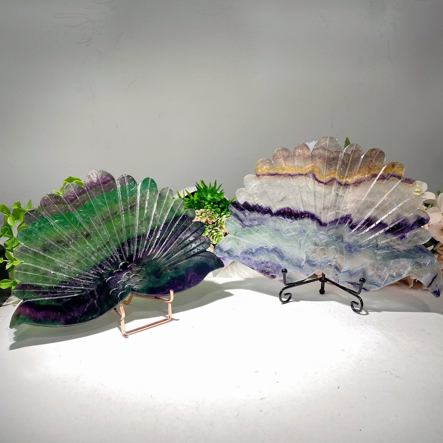 7.0"-9.0" Fluorite Peacock Carvings Bulk Wholesale