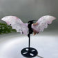 Purple Amethyst Grow with Flower Agate Dragon Wings Carving with Stand Crystal Healing Bulk Wholesale
