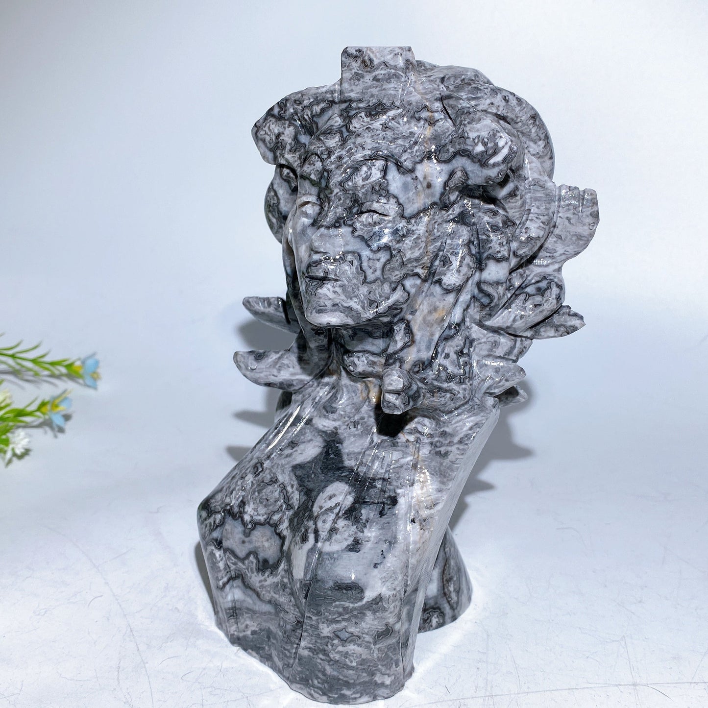 18cm Picasso Stone Jade Medusa Carving Crystal healing Bulk Wholesale