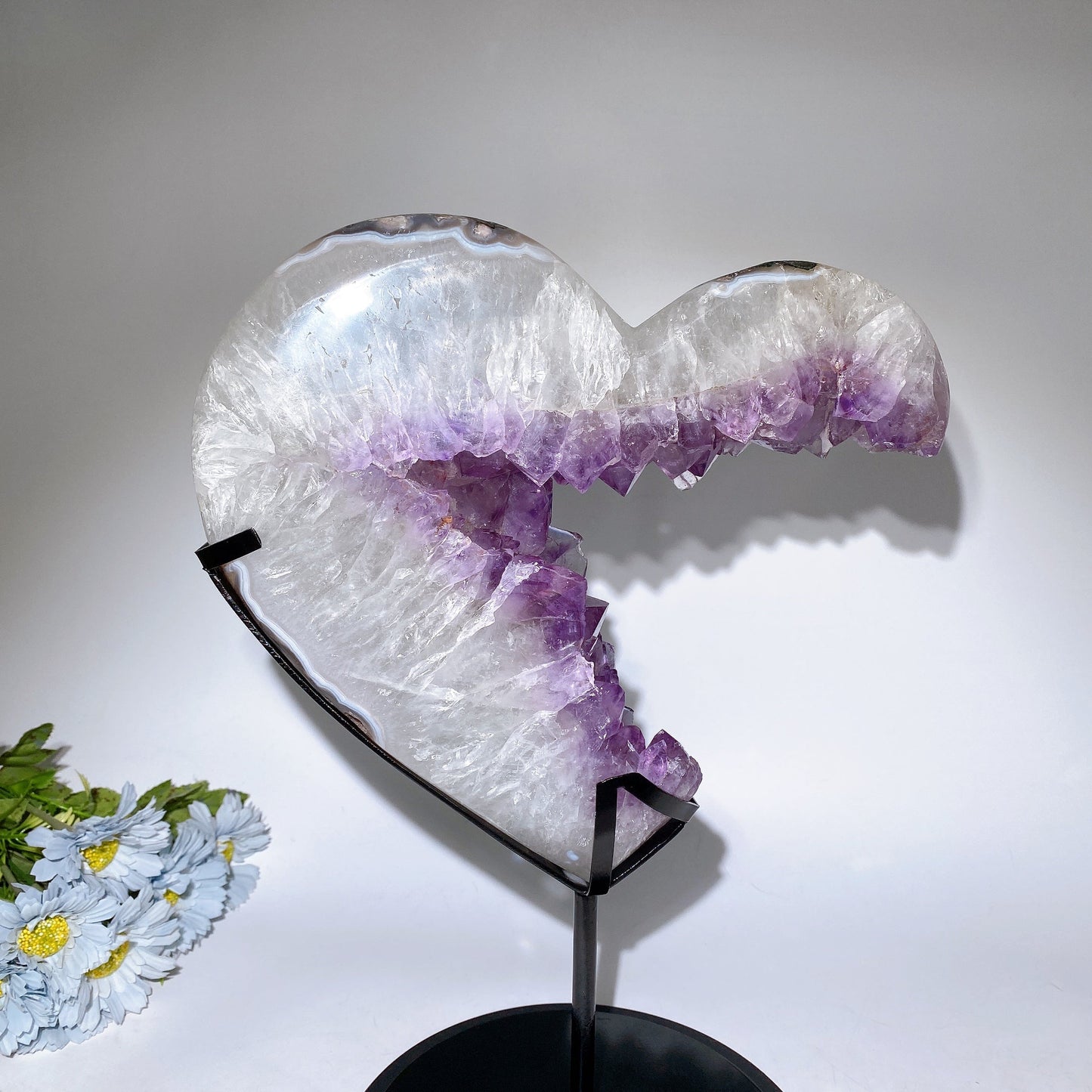 Large Unique Amethyst Cluster Angel's Heart Specimen with Stand Crystal Healing Bulk Wholesale