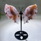 Pink Amethyst Flower Agate Butterfly Wings Carving with Stand Crystal Healing Bulk Wholesale