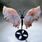 Pink Amethyst Flower Agate Butterfly Wings Carving with Stand Crystal Healing Bulk Wholesale