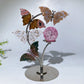 Silver Stand with Ocean Jasper Butterfly Carvings Decor Crystal Healing Bulk Wholesale