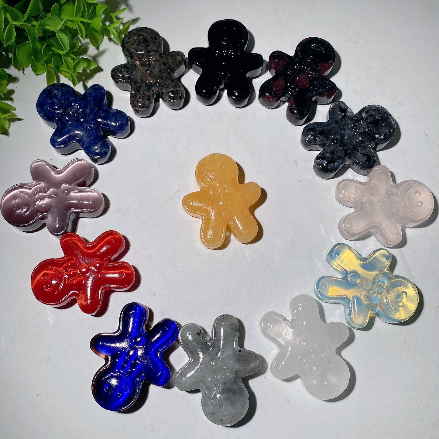 2.35" Mixed Crystal The Gingerbread Man Carvings Bulk Wholesale