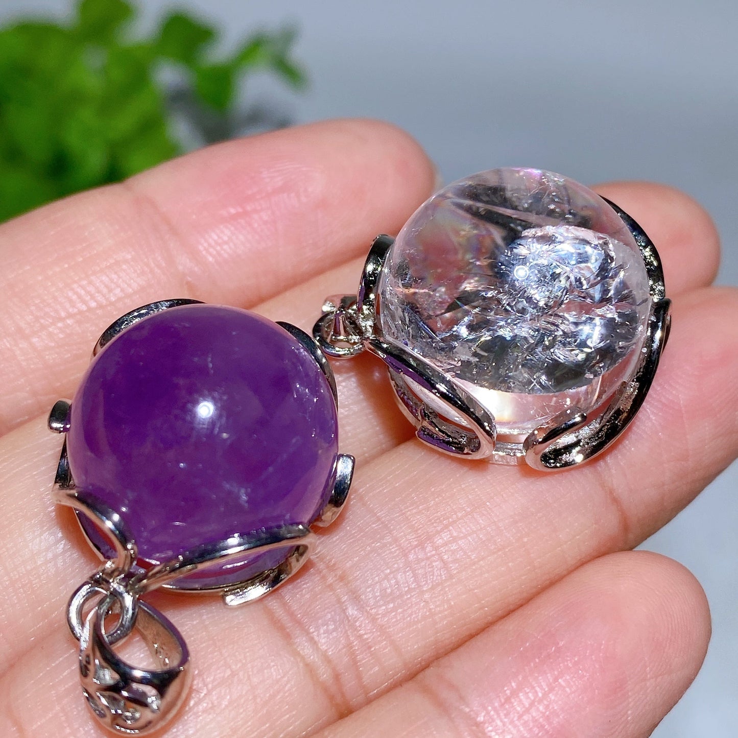 20mm Amethyst Clear Quartz Pendant Crystal Healing Bulk Wholesale