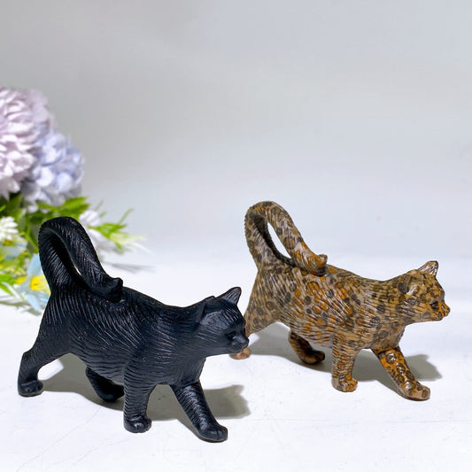 2.7" Crystal Cat Carving Crystal Healing Bulk Wholesale