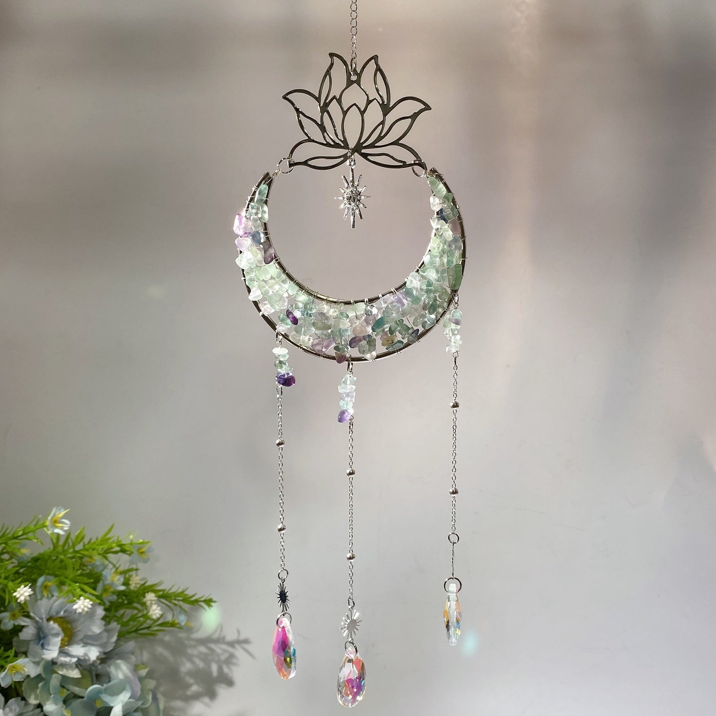 Crystal Chips Suncatcher Hanging Ornament Crystal Healing Bulk Wholesale