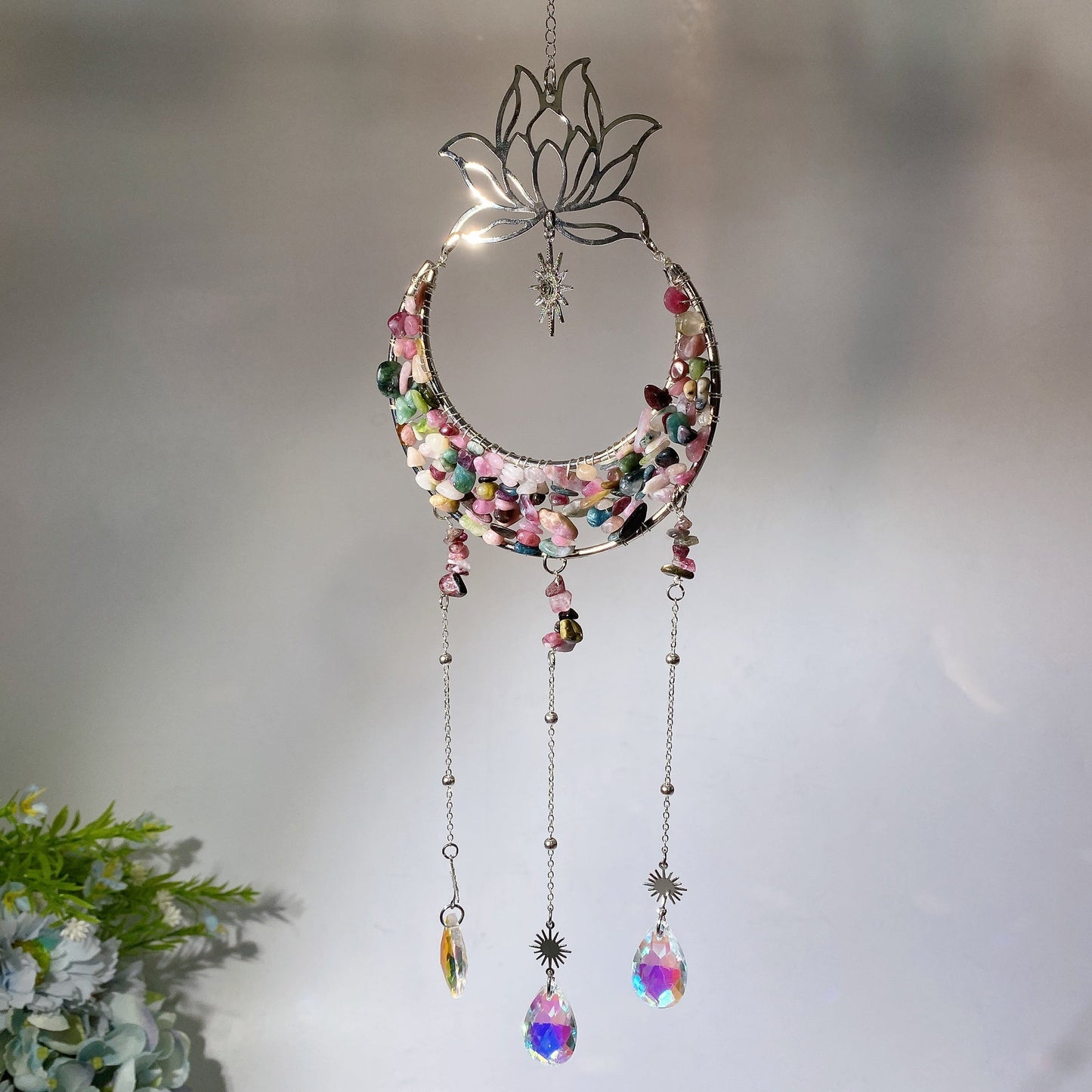 Crystal Chips Suncatcher Hanging Ornament Crystal Healing Bulk Wholesale