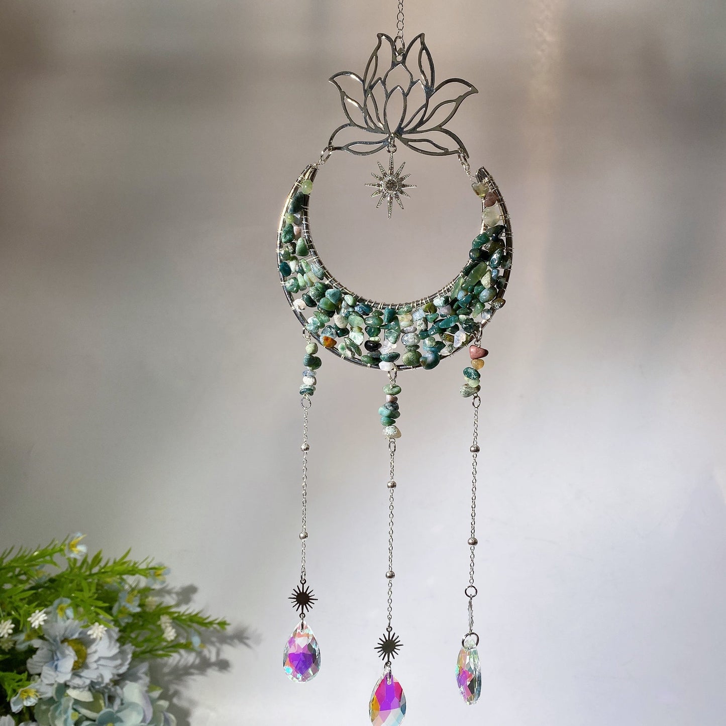 Crystal Chips Suncatcher Hanging Ornament Crystal Healing Bulk Wholesale