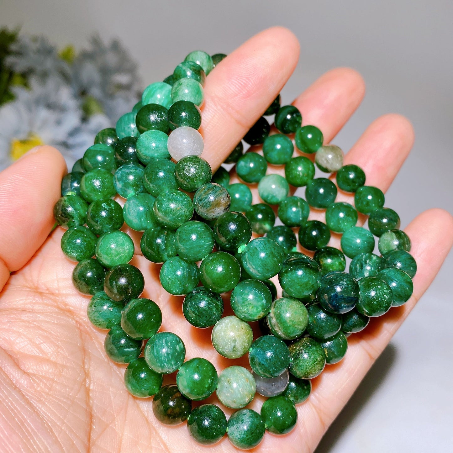 8mm Emerald Jade Bracelet Crystal Healing Bulk Wholesale