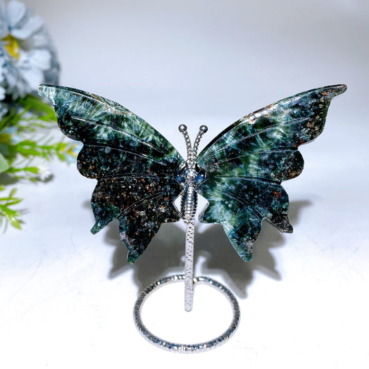 3.7" Seraphinite Butterfly Wings Carving with Stand Crystal Healing Bulk Wholesale