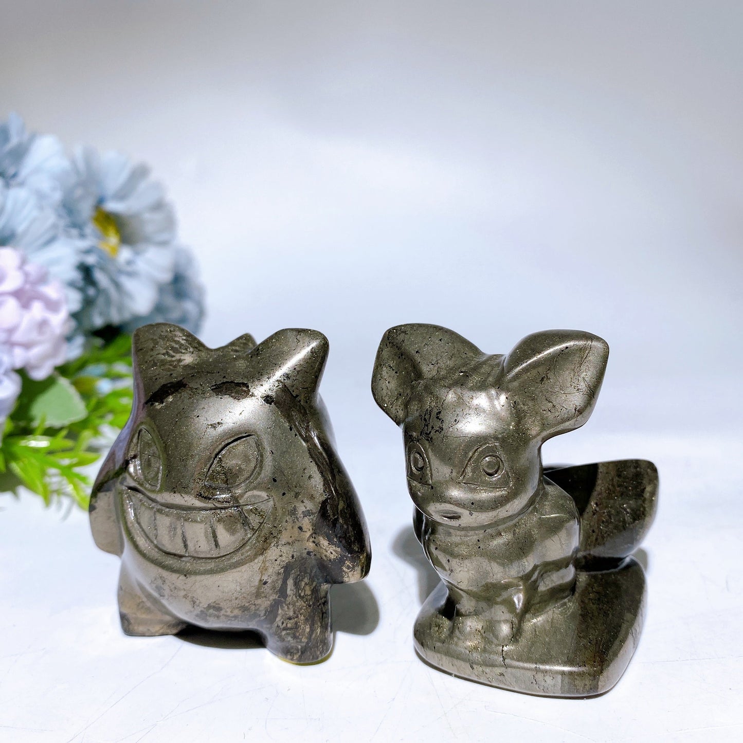 2.3" Pyrite Pokemon Gengar Evee Carving Crystal Healing Bulk Wholesale