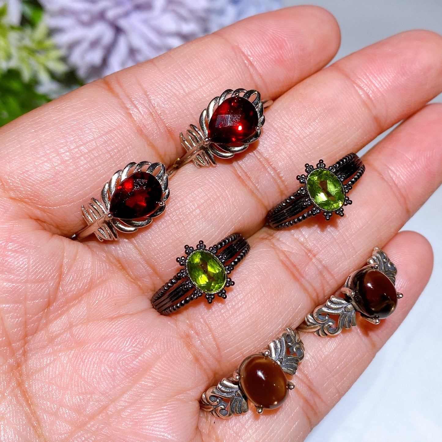 S925 Crystal Ring Crystal Healing Bulk Wholesale