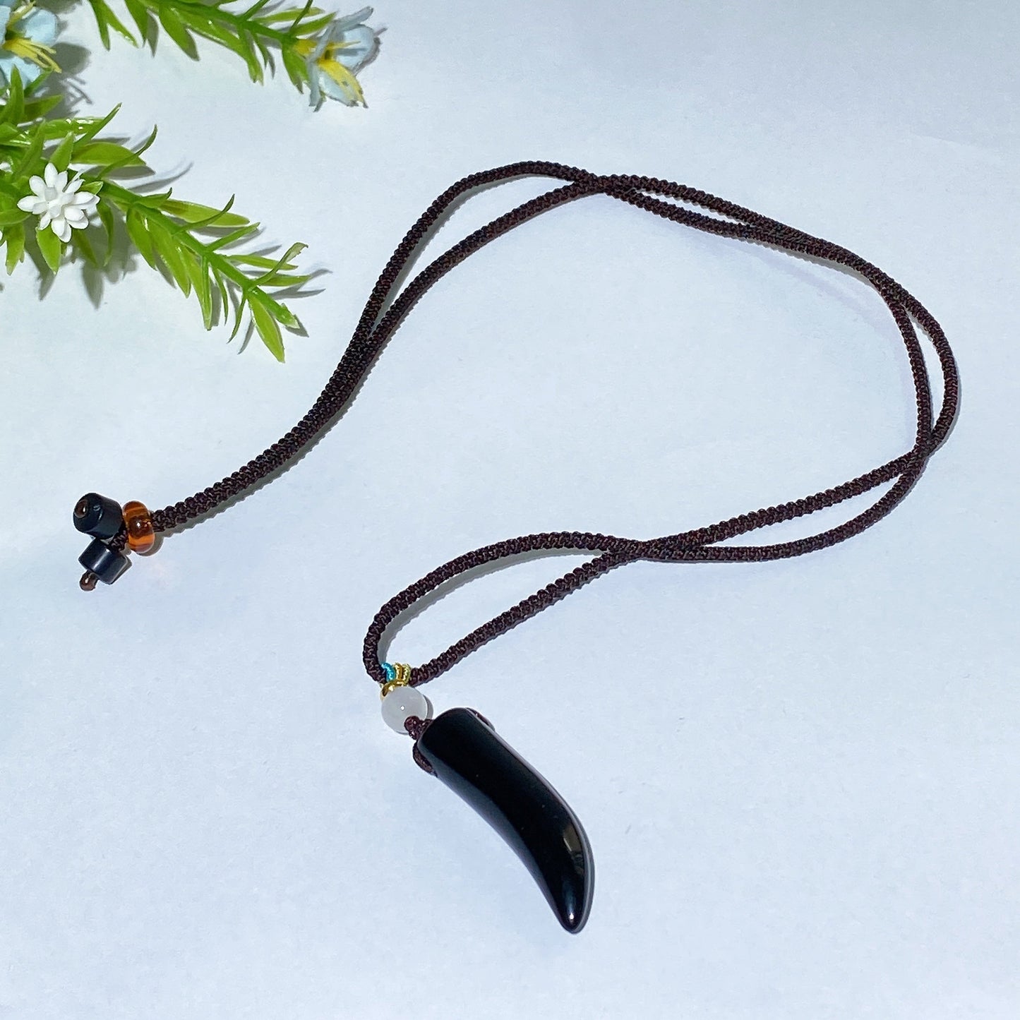 Crystal Wolf Tooth with Cord Necklace Crystal Healing Bulk Wholesale