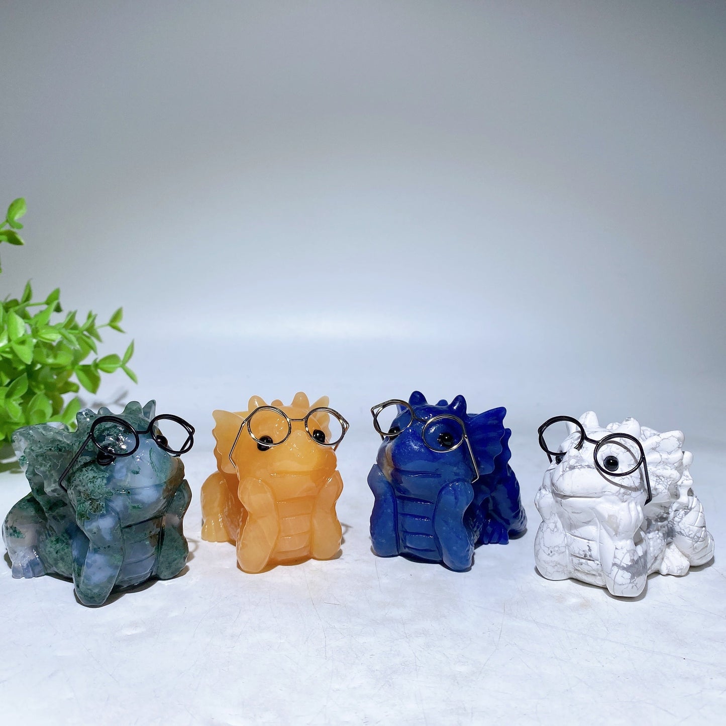 3.0" Crystal Baby Dragon Carvings with Eyeglass Crystal Healing Bulk Wholesale