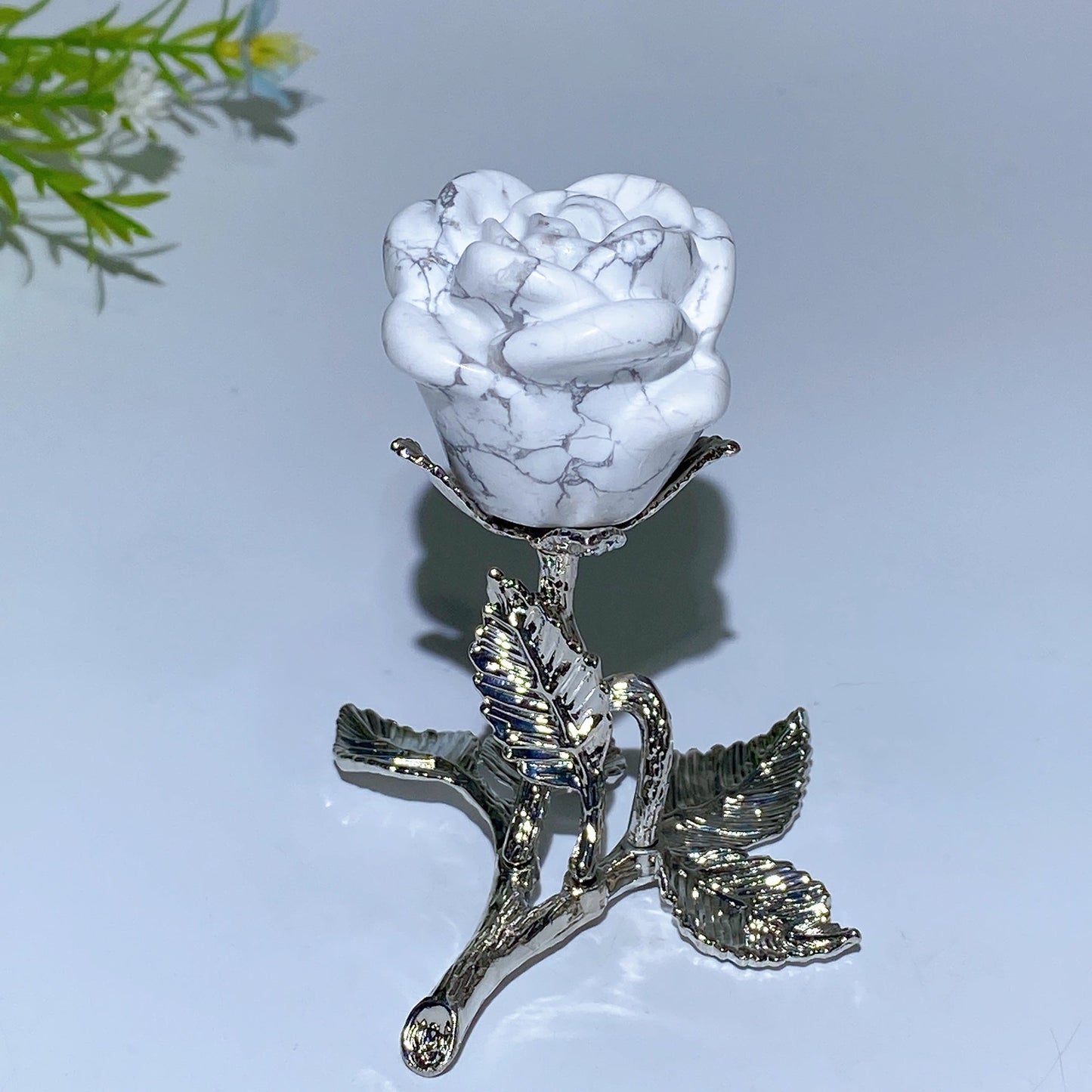 75mm Crystal Flower with Silver Metal Stem Free Form Crystal Healing Bulk Wholesale